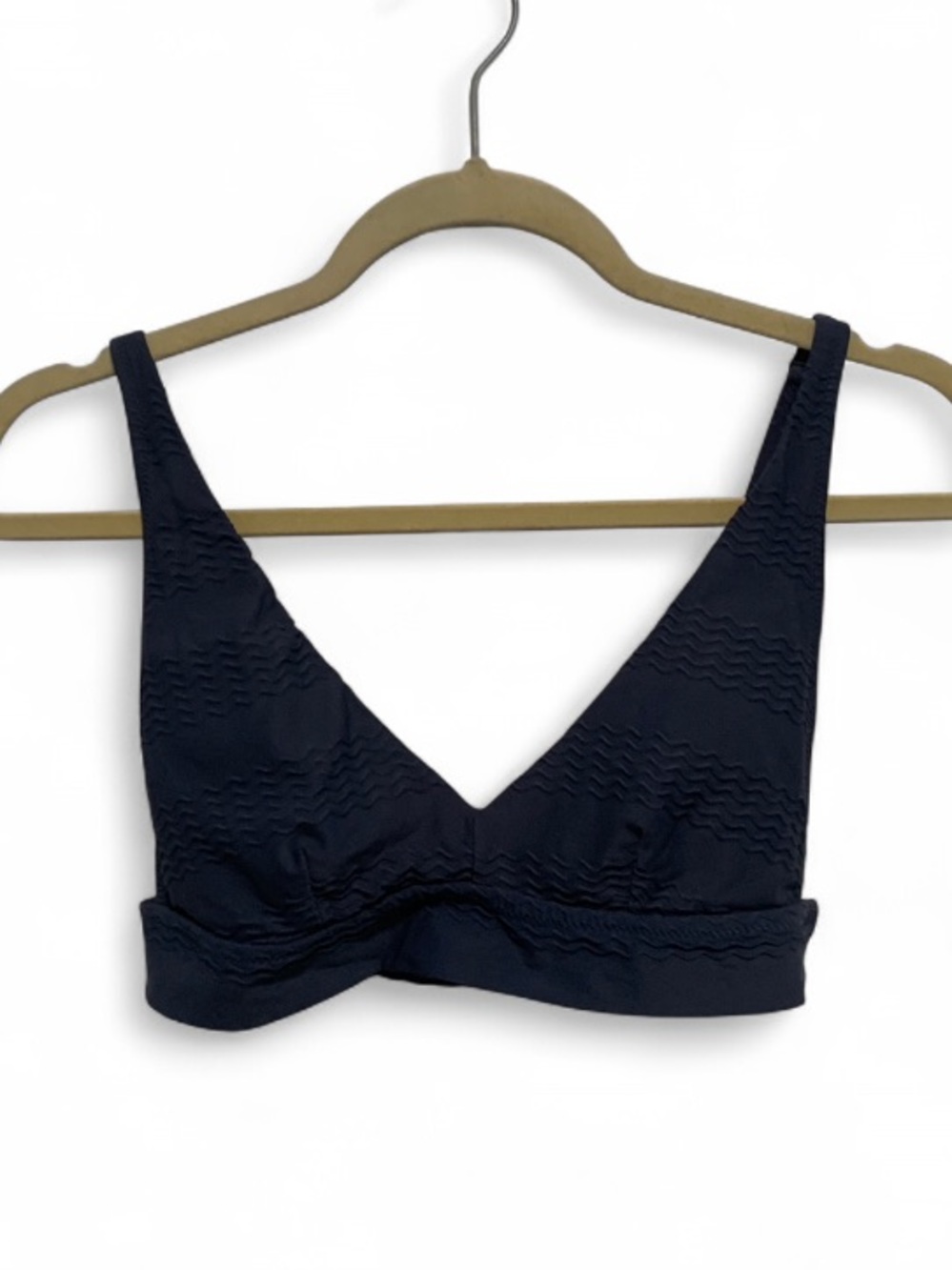 Aerie Scoop V-Neck Blue Textured Swim Top
